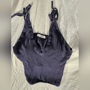 FP Beach Navy Knit Sleeveless Top